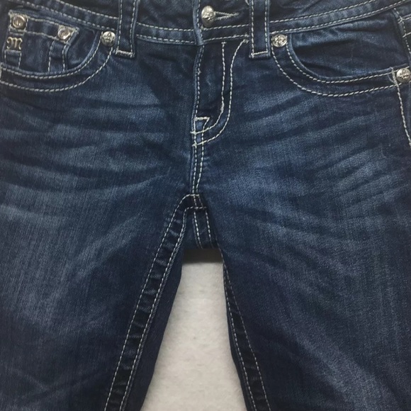 NWOT Miss Me CAPRI JP5668P Stretch Denim Dark Wash(DK 176) Embellished Pockets - Picture 8 of 10